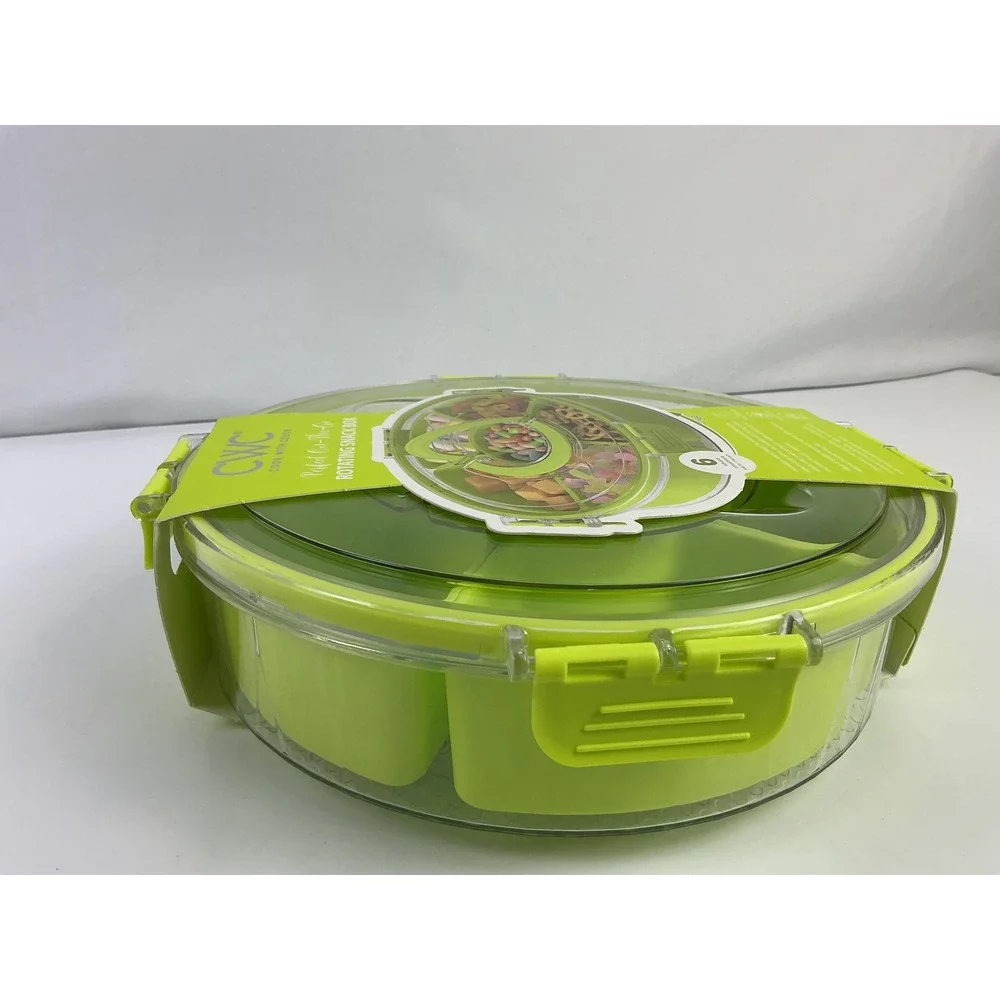 CWC‎ Divided Serving Tray With Lid Rotating Snack Box 6 Compartment BPA Free